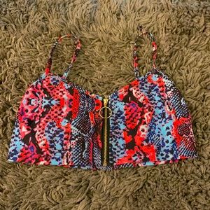 Dolls kill blue and pink snake skin zip up rave top. Size S